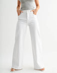 Optic White Stretchy Wide Leg