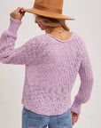 Raglan Cut Open Knit Sweater Pullover