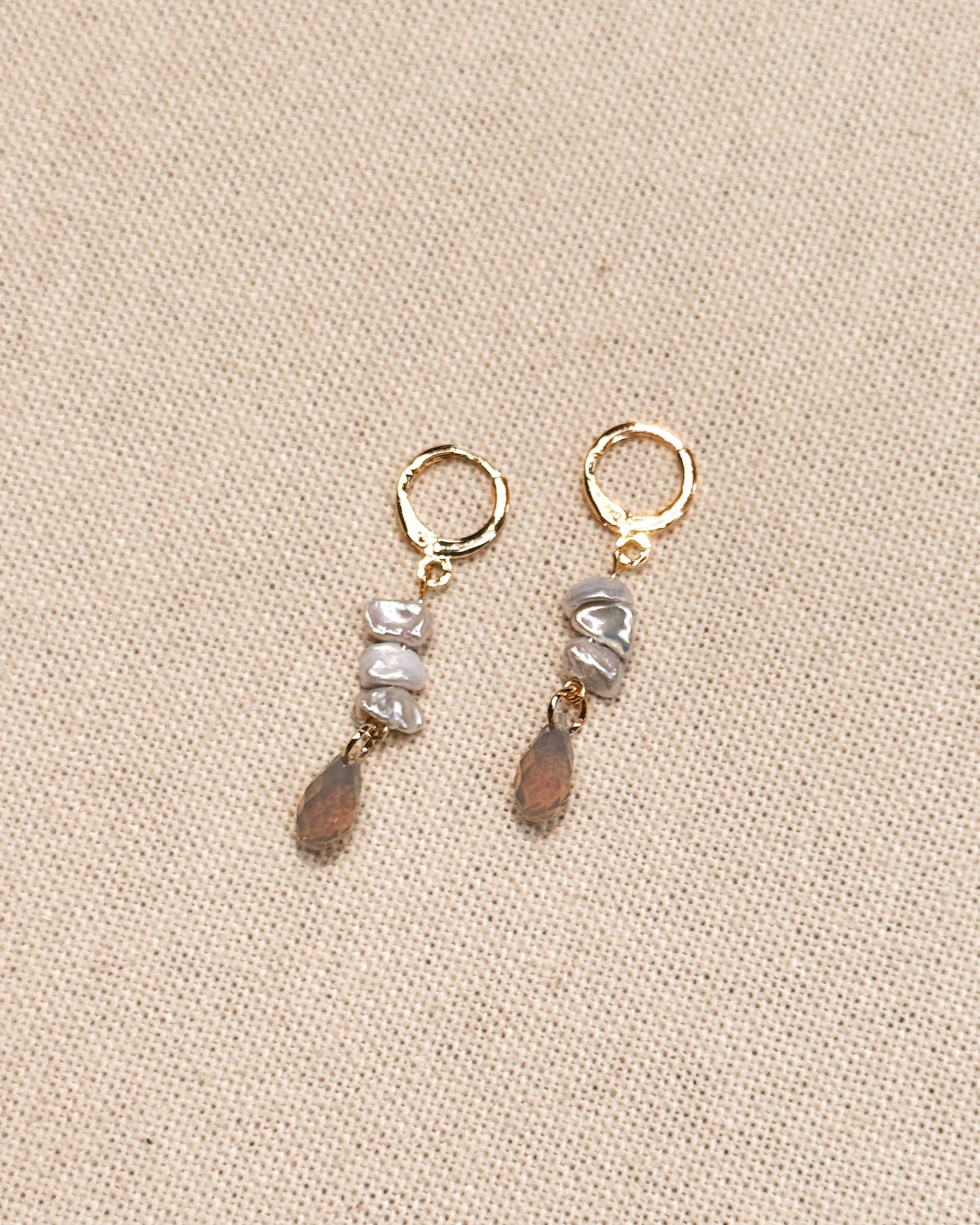 Freshwater Pearl Grey Opal Crystal Drop Earrings