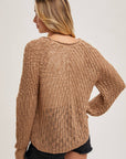 Raglan Cut Open Knit Sweater Pullover