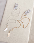 Two Tone Gold & Silver Pearl Heart Tag Necklace