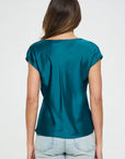 Solid Satin Top with Cowl Neck