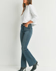Dark Wash High Rise Scissor Cut Flare