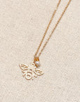 Textured Brass Bee Gold Charm Necklace