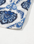 Blue Tribal Pattern Buttoned Front Loose Shirt