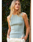 Estefania Linen Cotton Multi-Ribbed Knit Tank