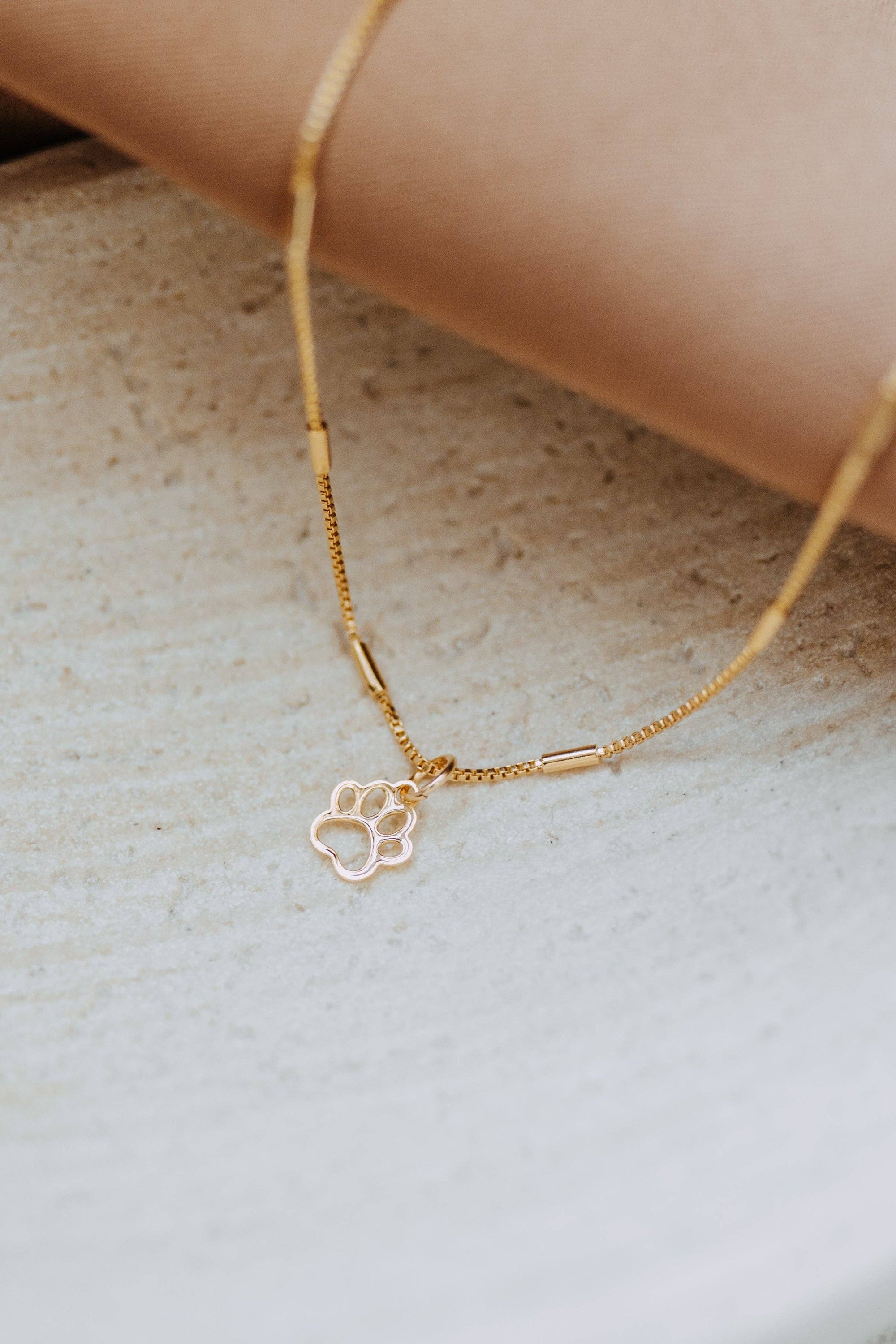 Gold Paw Print Necklace for Dog Lovers