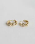 Cubic Zirconia Flower Huggie Hoop Earrings