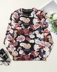 Pink Mesh Floral Print Mock Neck Top