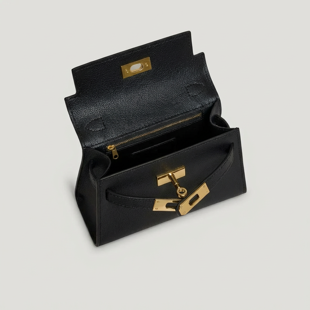 Genuine Saffiano leather handbag with strap, made in italy: Sable