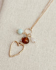 Mixed Gem Heart Charm Necklace