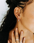 Dottie Rectangle Huggies - Sterling Silver Hoop Earrings
