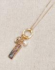Gold Abalone Bar Pendant Necklace