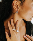 Dottie Rectangle Huggies - Sterling Silver Hoop Earrings