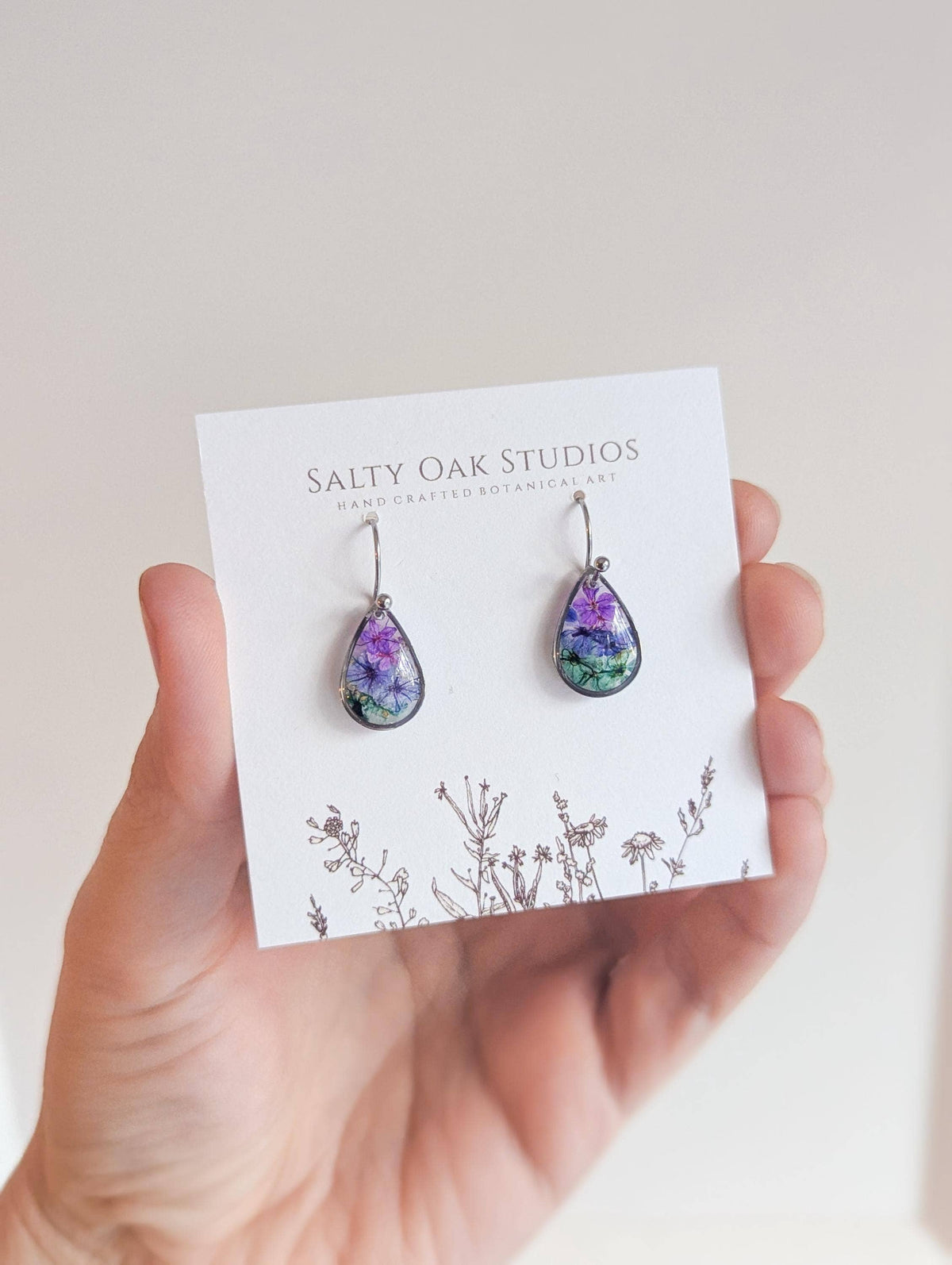 Colourful Real Flowers Teardrop Earrings - Random Colors