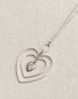 Silver Rhinestone Heart Necklace