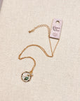 Enamel Butterfly Floral Pendant Gold Necklace