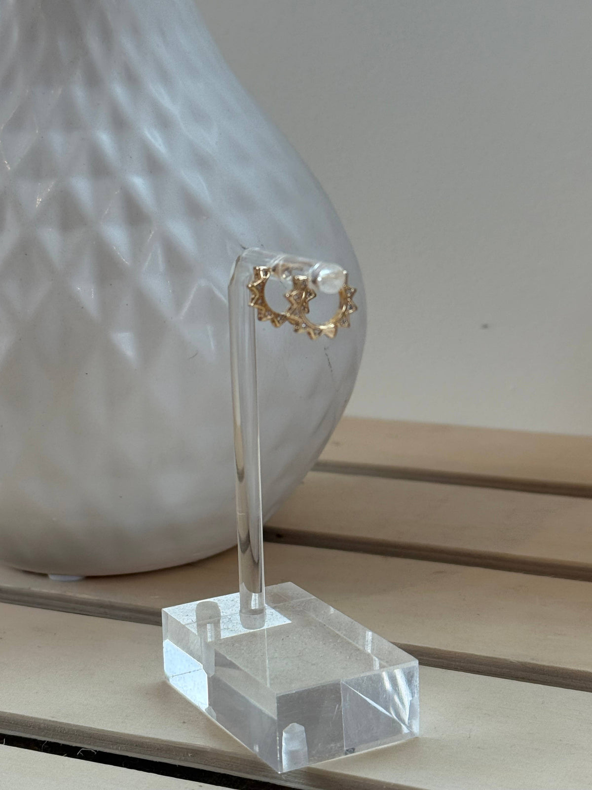 Gold Plated Star Huggies - w/ Cubic Zirconia