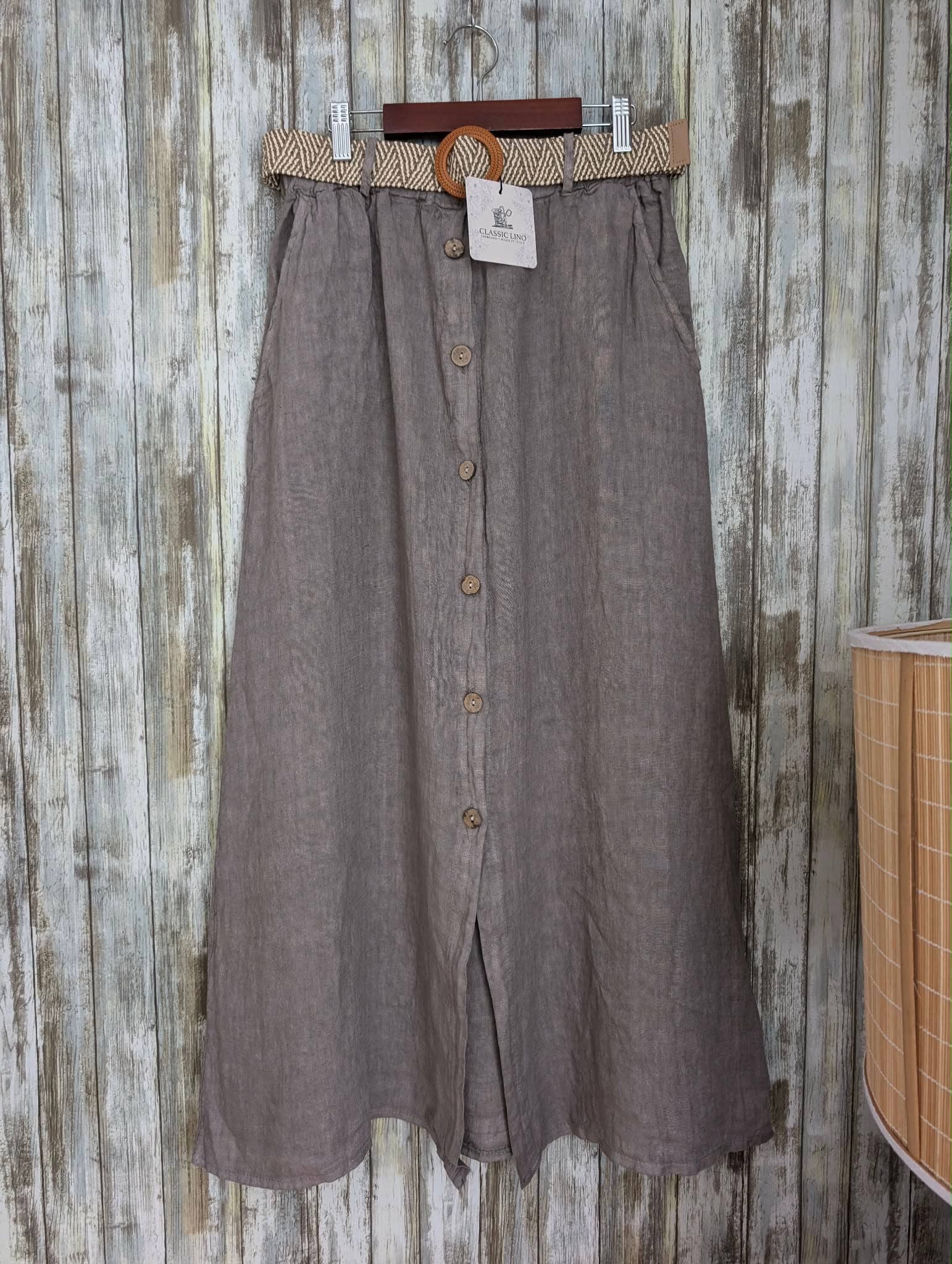 Classic Linen Skirt with belt
