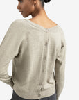 Double V-neck sweater with back button detail
