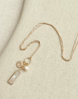 Gold Mother of Pearl Bar Pendant Necklace