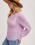 Raglan Cut Open Knit Sweater Pullover