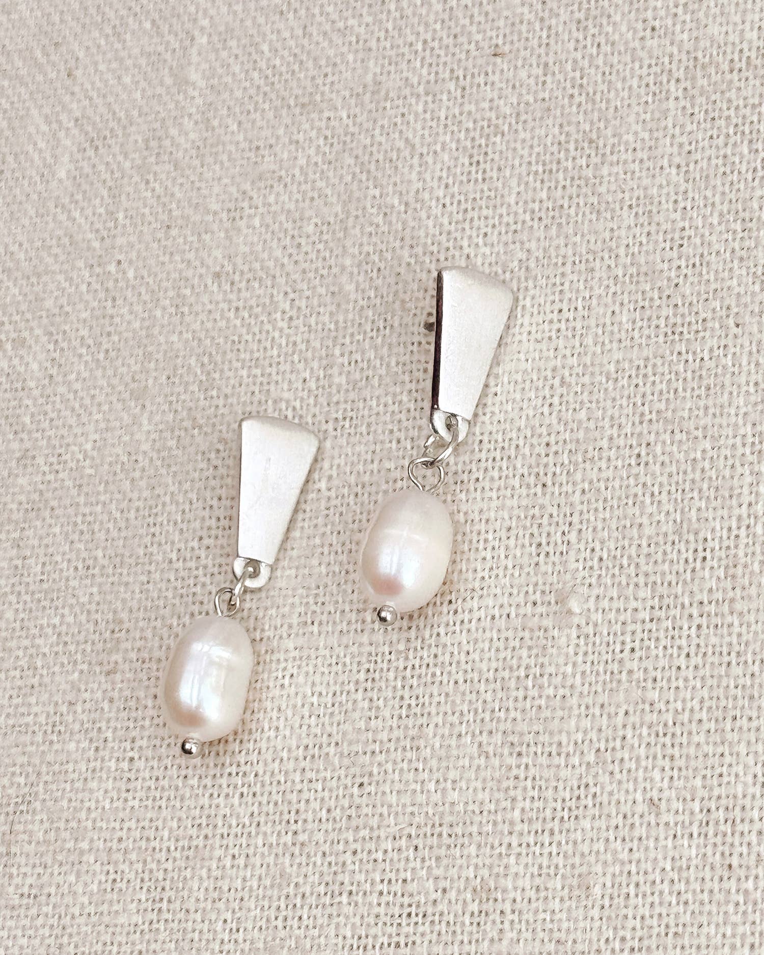 Minimalist Bar Pearl Drop Earrings