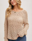 Raglan Cut Open Knit Sweater Pullover
