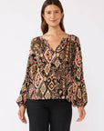 Long Sleeve Split Neck Raglan Blouse