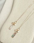 Gold Mother of Pearl Bar Pendant Necklace
