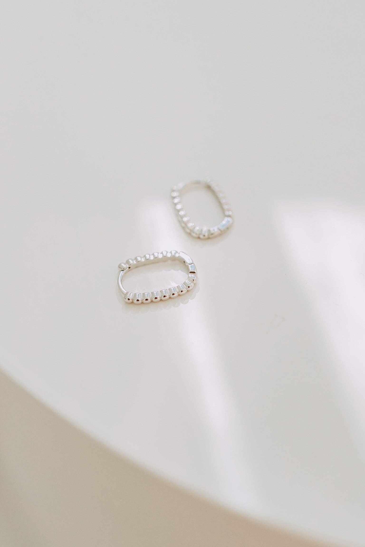 Dottie Rectangle Huggies - Sterling Silver Hoop Earrings