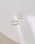 Dottie Rectangle Huggies - Sterling Silver Hoop Earrings