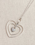 Silver Rhinestone Heart Necklace