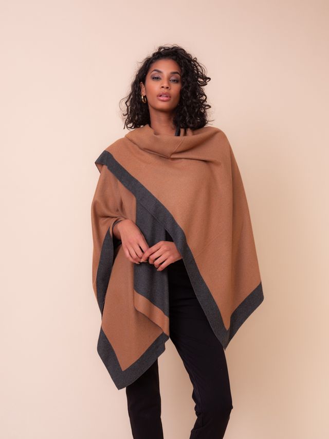 Camel &amp; Charcoal Cape One Size