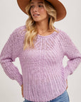 Raglan Cut Open Knit Sweater Pullover