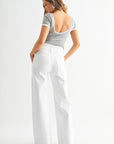 Optic White Stretchy Wide Leg