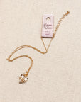 CZ Shell Heart Charm Necklace with Pearl