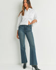 Dark Wash High Rise Scissor Cut Flare
