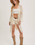 Crochet Open Front Bell Sleeved Cardigan