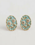 Floral Enamel Drop Earrings with Vintage Charm
