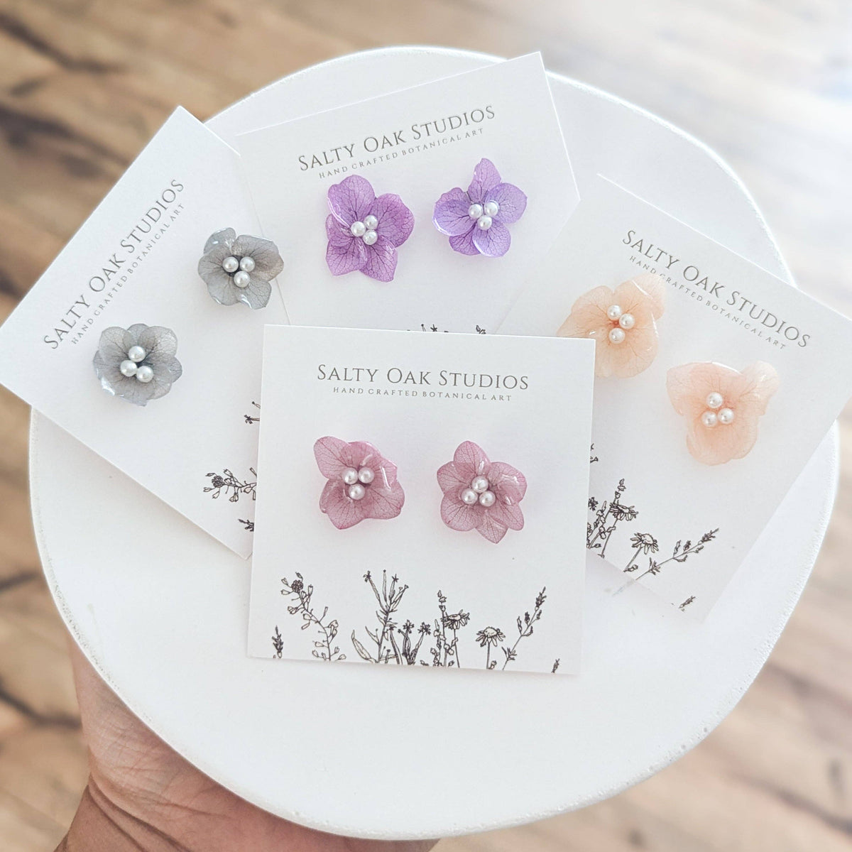 Hydrangea Stud Earrings - mixed color