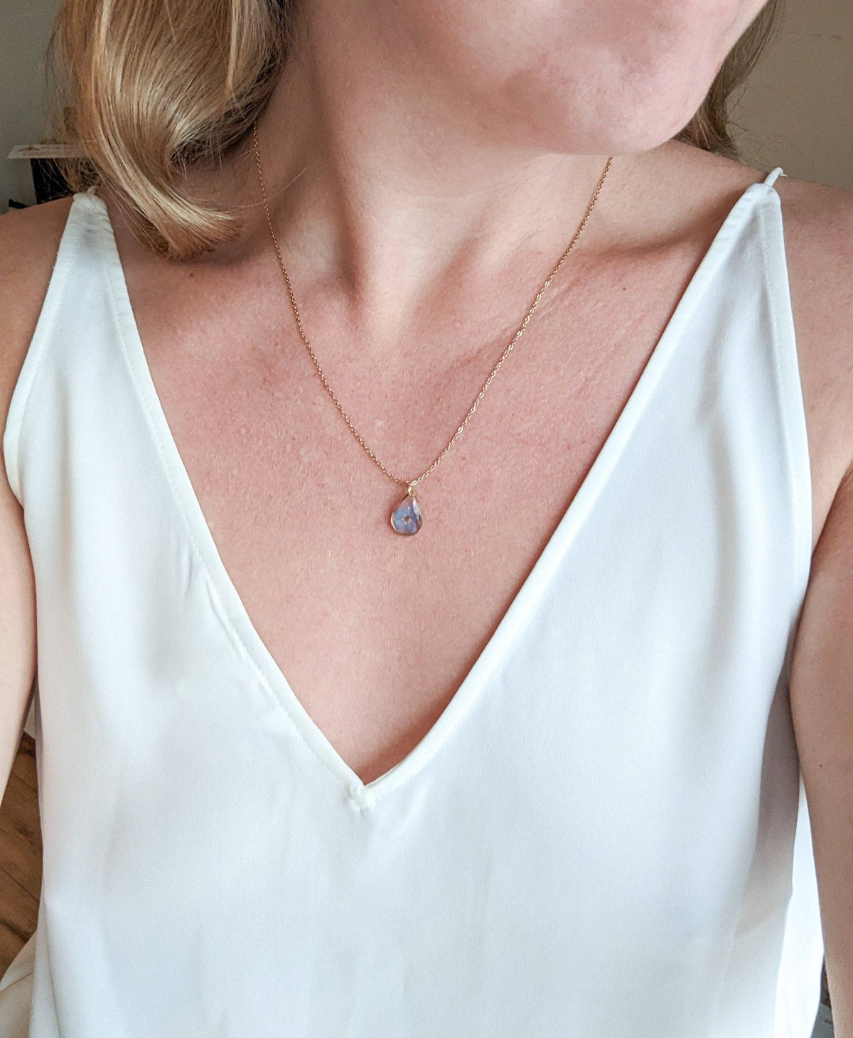Forget-Me-Not Teardrop Necklace