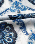 Blue Tribal Pattern Buttoned Front Loose Shirt