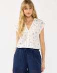 Button Down Lace Trim Top