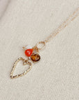 Mixed Gem Heart Charm Necklace