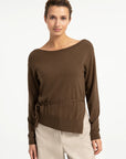 Yaya Fine-knit sweater with boat neckline and tie detail
