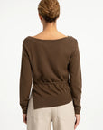 Yaya Fine-knit sweater with boat neckline and tie detail