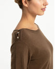 Yaya Fine-knit sweater with boat neckline and tie detail