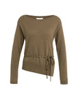 Yaya Fine-knit sweater with boat neckline and tie detail
