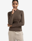 Fitted long sleeve top with mock neck
